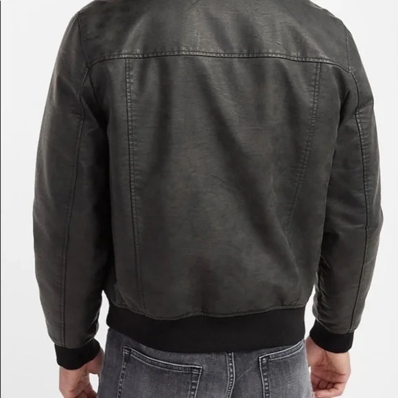 COPY Faux Leather Bomber Jacket men size Small express